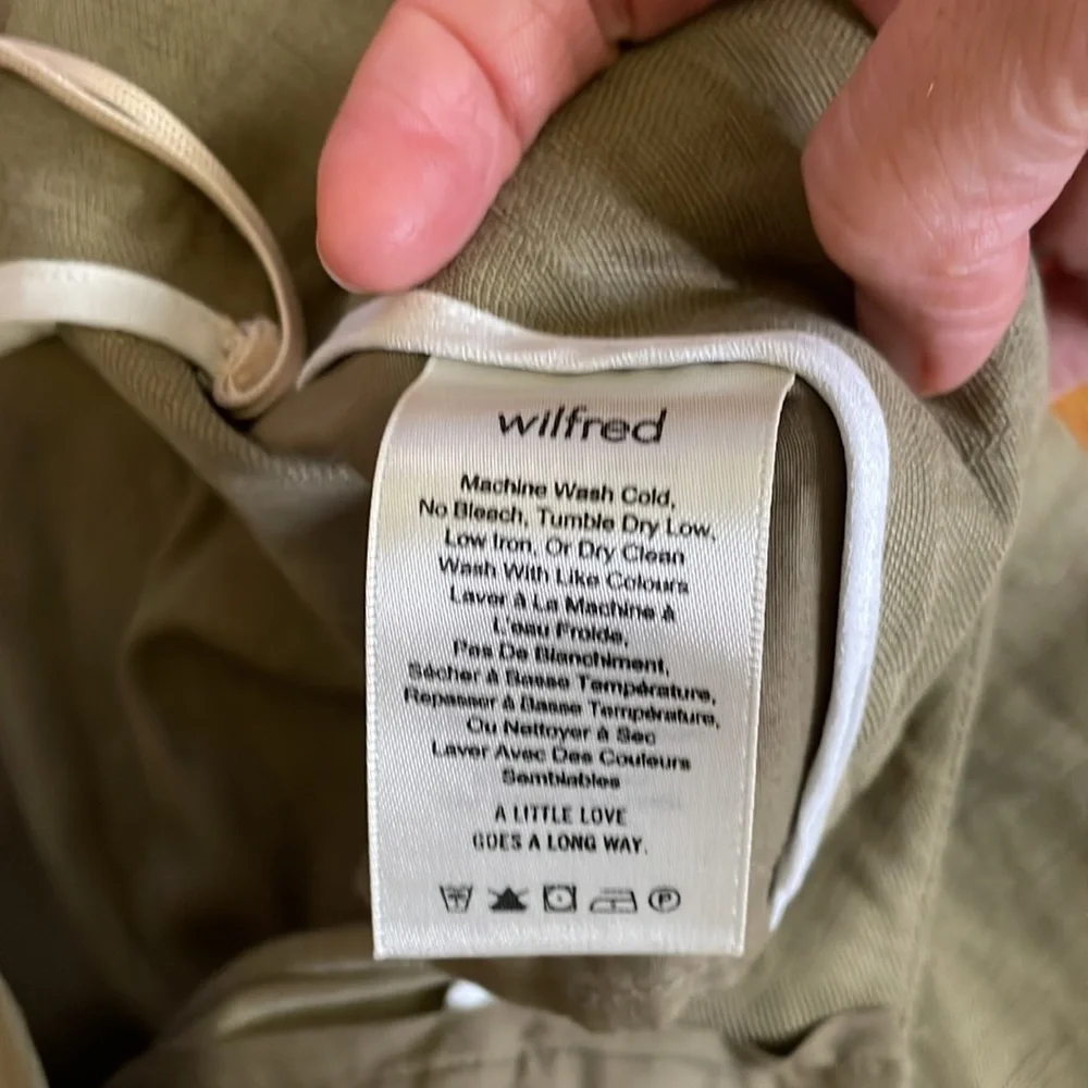 Wilfred Size 4 Olive Green Linen Blend Allant Cropped‎ Trouser Pants A15